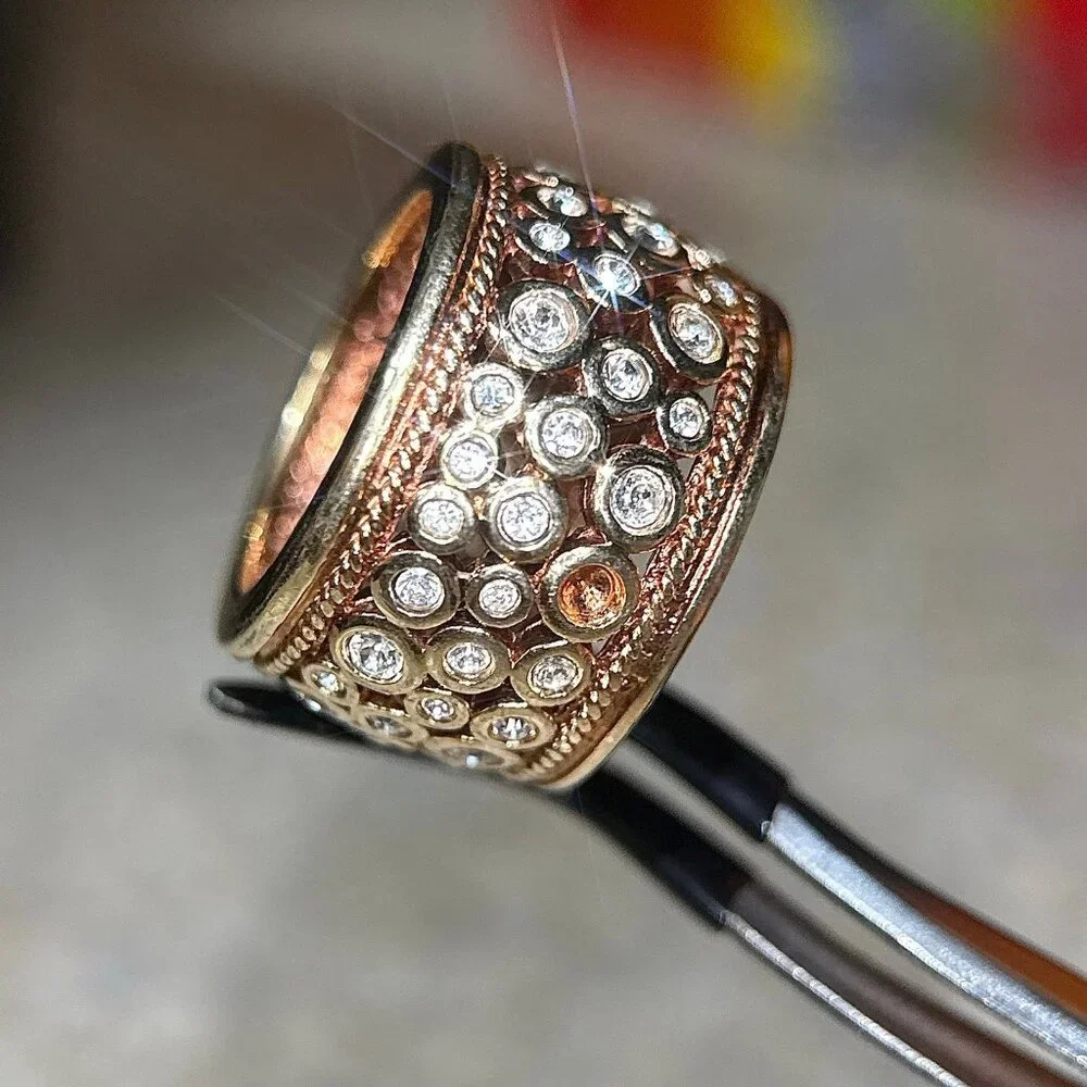 Rhinestones Wide‎ Band Ring
